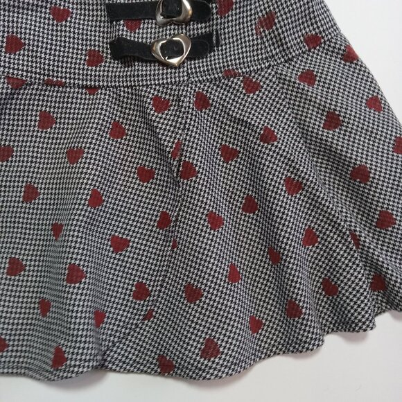 Samara Size 5 Girls Skirt Houndstooth Red Heart Black White - Picture 3 of 9